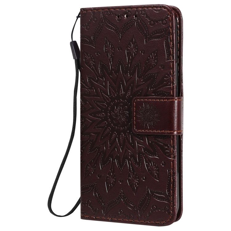 For iPhone 12 / 12 Pro Pressed Printing Sunflower Pattern Horizontal Flip PU Leather Case Holder & Card Slots & Wallet & Lanyard
