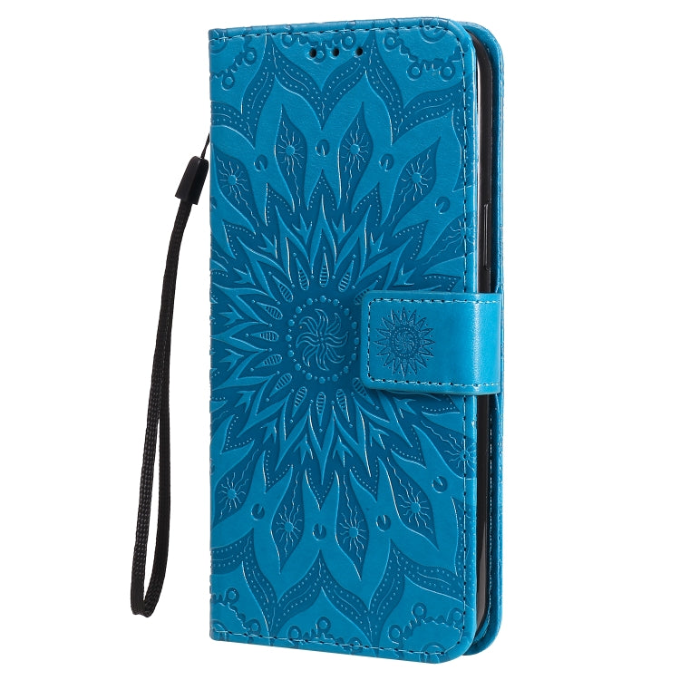 For iPhone 12 Pro Max Pressed Printing Sunflower Pattern Horizontal Flip PU Leather Case Holder & Card Slots & Wallet & Lanyard