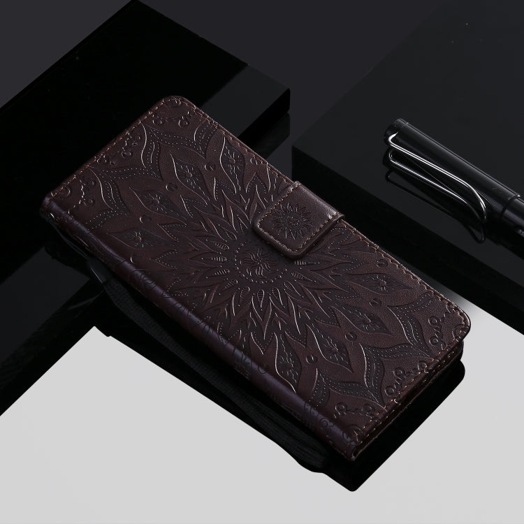 For iPhone 12 Pro Max Pressed Printing Sunflower Pattern Horizontal Flip PU Leather Case Holder & Card Slots & Wallet & Lanyard