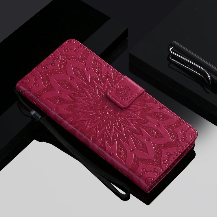 For iPhone 12 Pro Max Pressed Printing Sunflower Pattern Horizontal Flip PU Leather Case Holder & Card Slots & Wallet & Lanyard