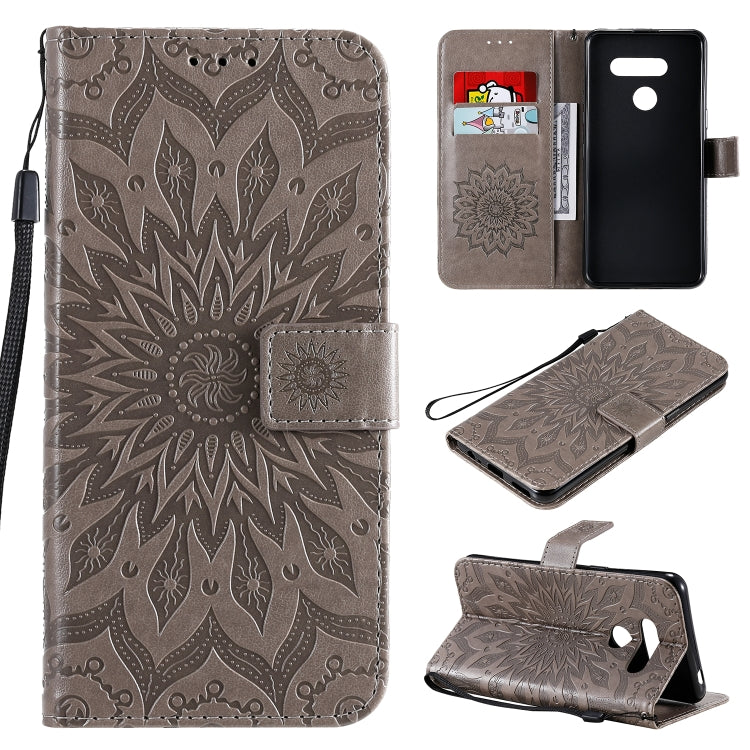 For LG K50S Pressed Printing Sunflower Pattern Horizontal Flip PU Leather Case Holder & Card Slots & Wallet & Lanyard