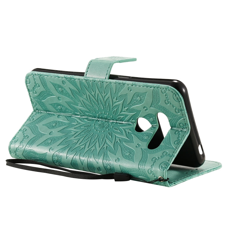 For LG K50S Pressed Printing Sunflower Pattern Horizontal Flip PU Leather Case Holder & Card Slots & Wallet & Lanyard