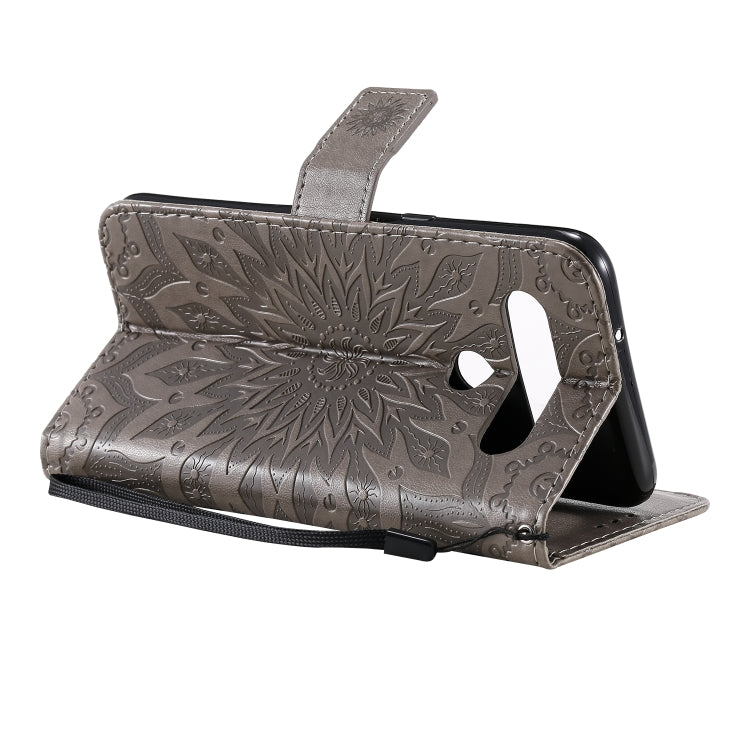 For LG K61 Pressed Printing Sunflower Pattern Horizontal Flip PU Leather Case Holder & Card Slots & Wallet & Lanyard