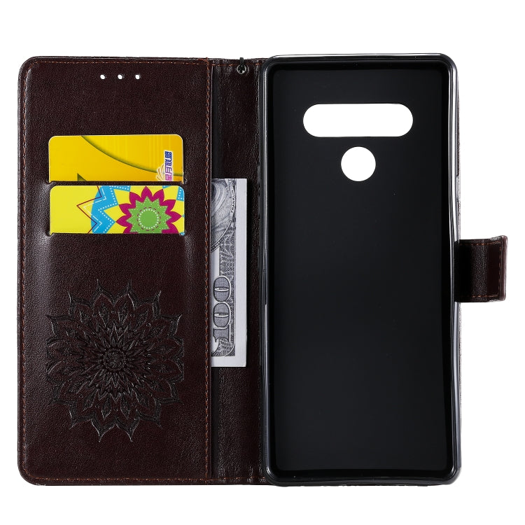 For LG Stylo 6 Pressed Printing Sunflower Pattern Horizontal Flip PU Leather Case Holder & Card Slots & Wallet & Lanyard