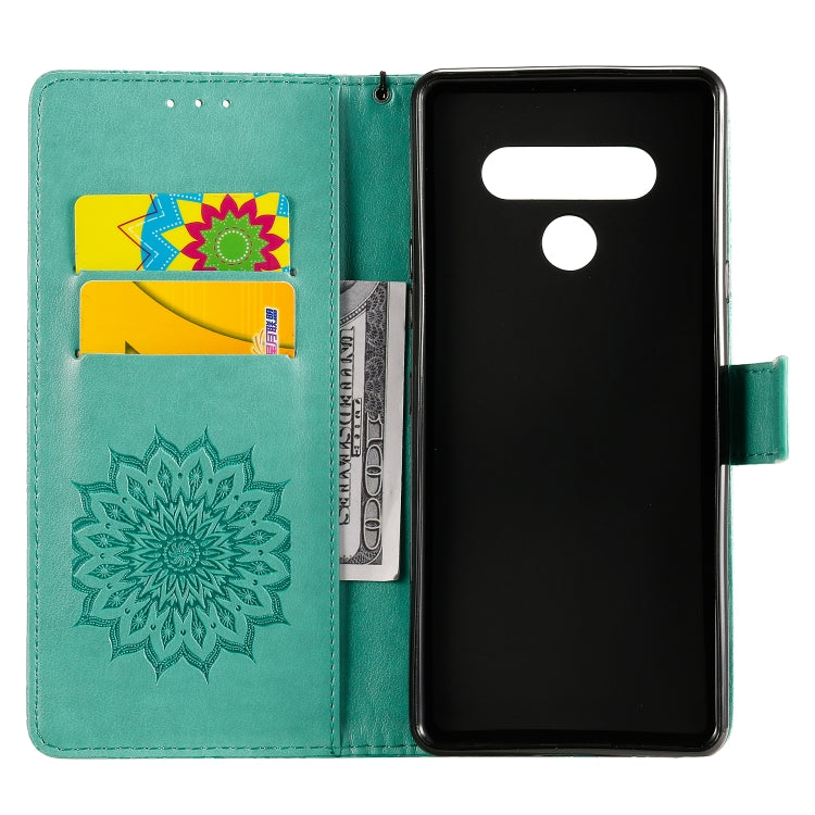 For LG Stylo 6 Pressed Printing Sunflower Pattern Horizontal Flip PU Leather Case Holder & Card Slots & Wallet & Lanyard