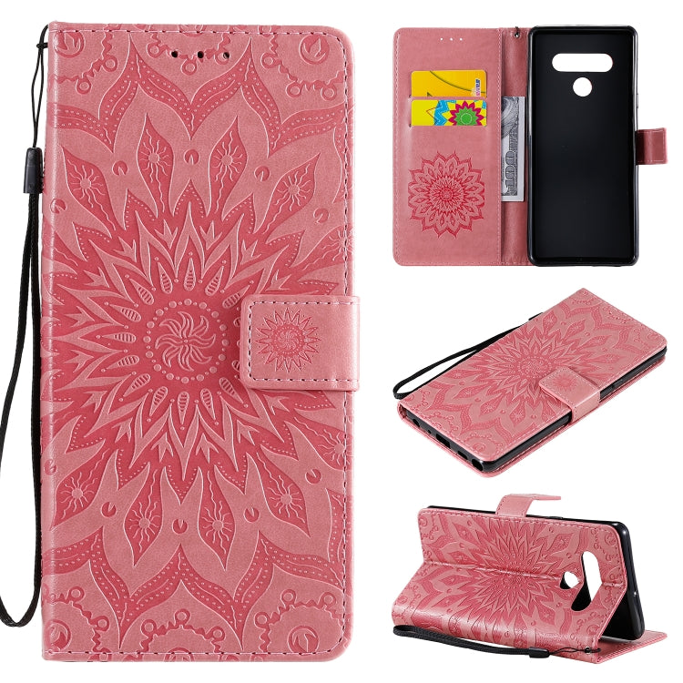 For LG Stylo 6 Pressed Printing Sunflower Pattern Horizontal Flip PU Leather Case Holder & Card Slots & Wallet & Lanyard