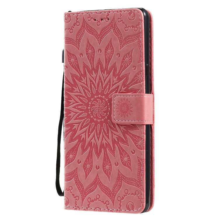 For LG Stylo 6 Pressed Printing Sunflower Pattern Horizontal Flip PU Leather Case Holder & Card Slots & Wallet & Lanyard