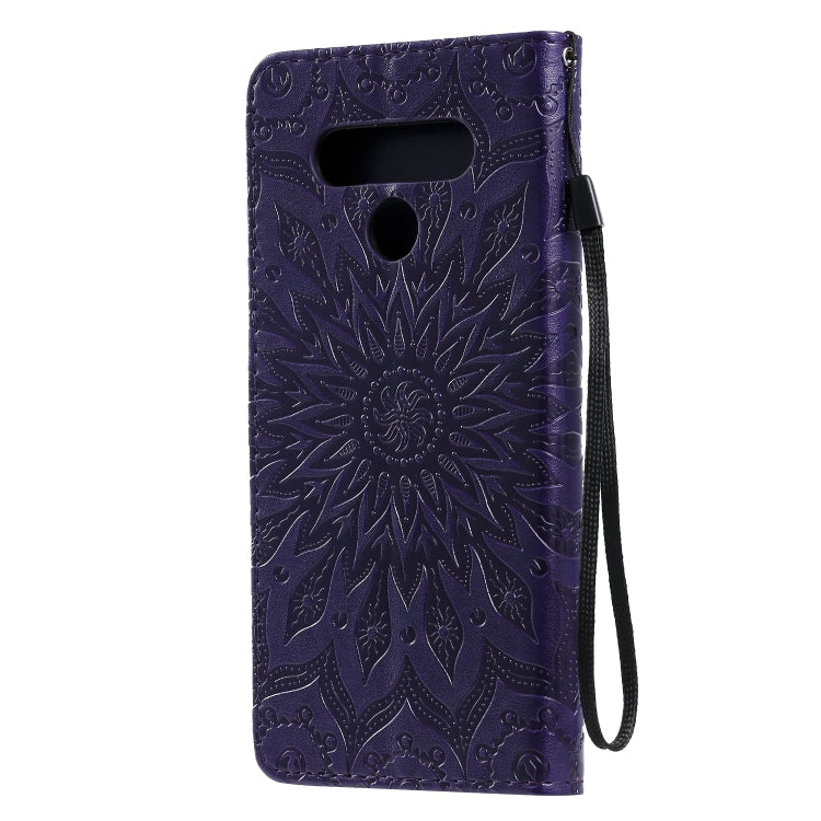 For LG Stylo 6 Pressed Printing Sunflower Pattern Horizontal Flip PU Leather Case Holder & Card Slots & Wallet & Lanyard