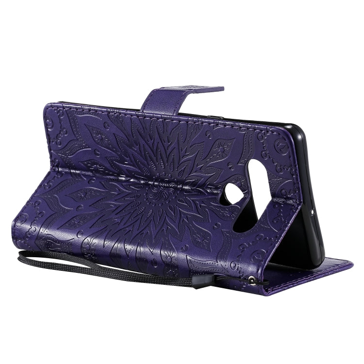 For LG Stylo 6 Pressed Printing Sunflower Pattern Horizontal Flip PU Leather Case Holder & Card Slots & Wallet & Lanyard