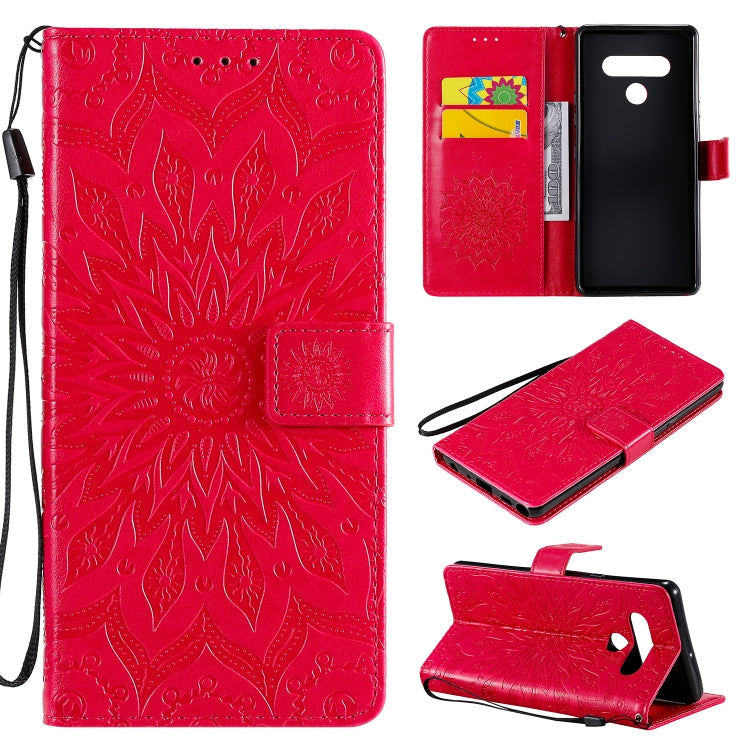 For LG Stylo 6 Pressed Printing Sunflower Pattern Horizontal Flip PU Leather Case Holder & Card Slots & Wallet & Lanyard
