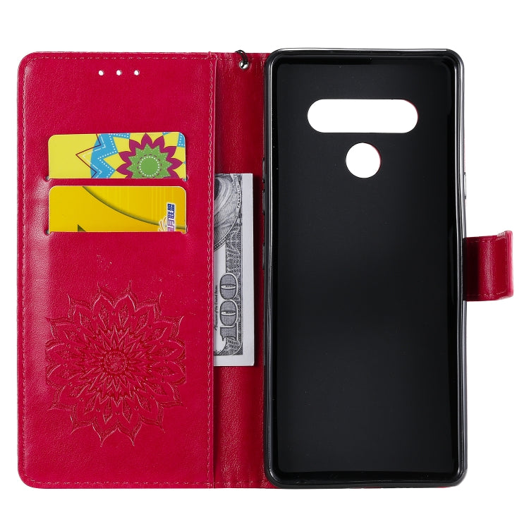 For LG Stylo 6 Pressed Printing Sunflower Pattern Horizontal Flip PU Leather Case Holder & Card Slots & Wallet & Lanyard