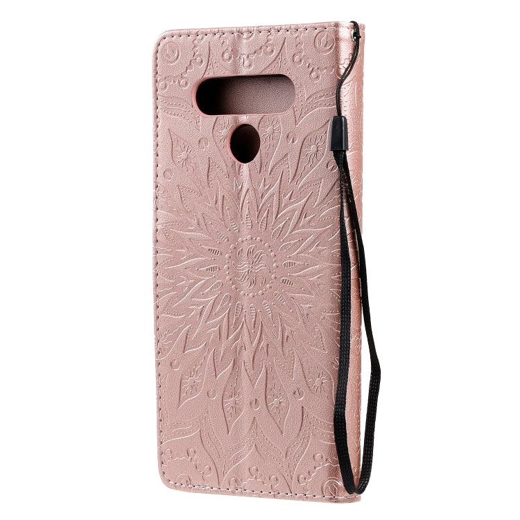 For LG Stylo 6 Pressed Printing Sunflower Pattern Horizontal Flip PU Leather Case Holder & Card Slots & Wallet & Lanyard