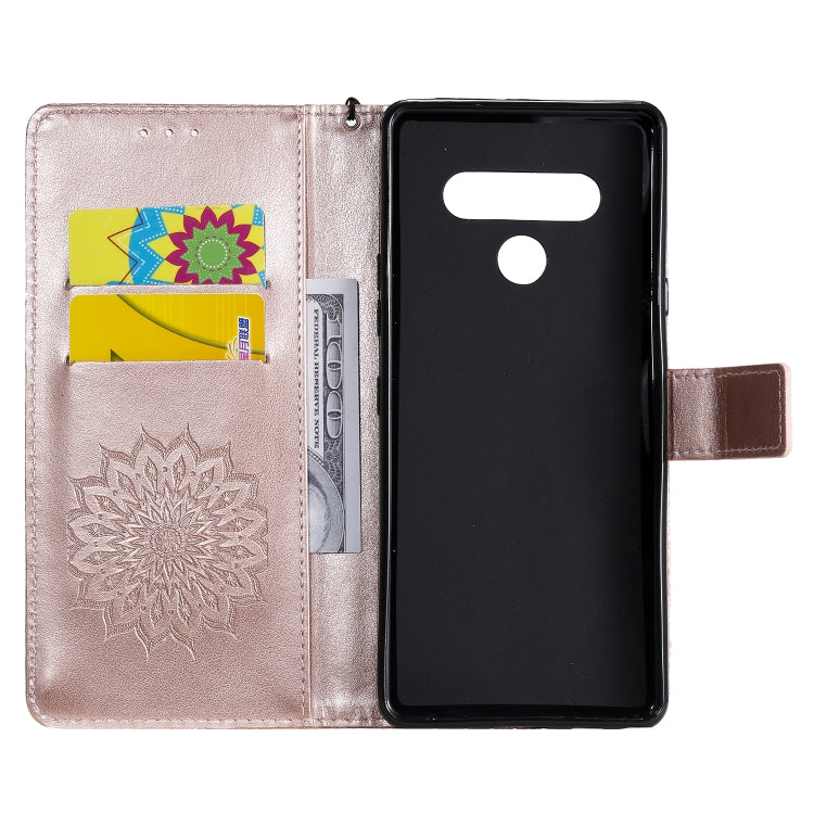 For LG Stylo 6 Pressed Printing Sunflower Pattern Horizontal Flip PU Leather Case Holder & Card Slots & Wallet & Lanyard
