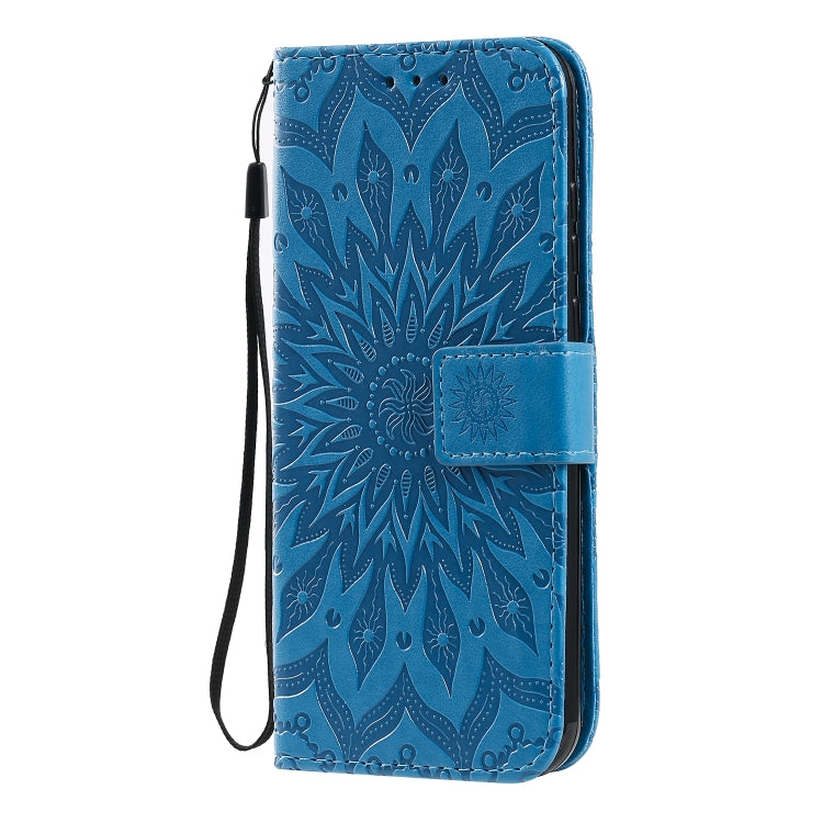 For Motorola Moto E6s (2020) Pressed Printing Sunflower Pattern Horizontal Flip PU Leather Case Holder & Card Slots & Wallet & Lanyard