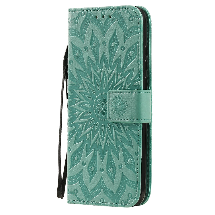 For Motorola Moto E6s (2020) Pressed Printing Sunflower Pattern Horizontal Flip PU Leather Case Holder & Card Slots & Wallet & Lanyard