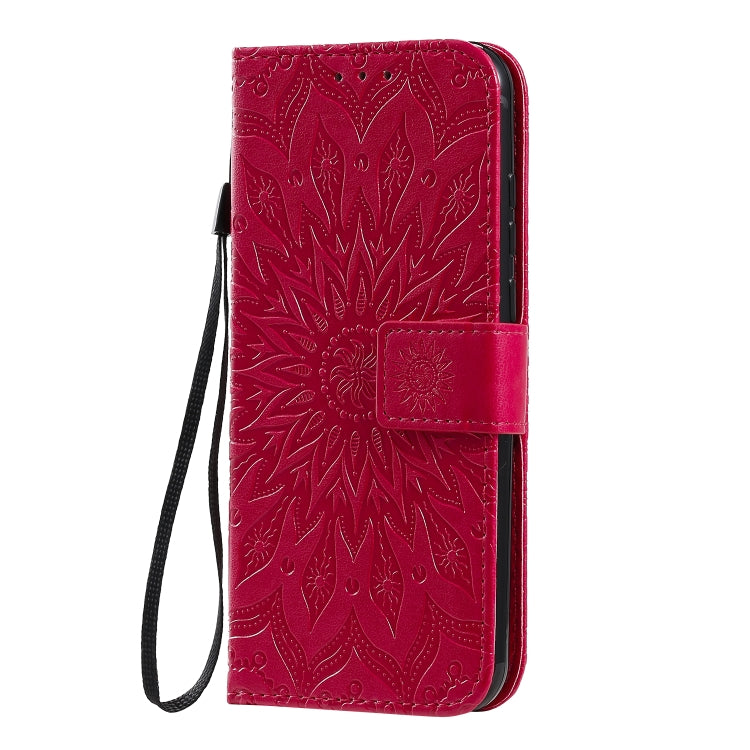 For Motorola Moto E6s (2020) Pressed Printing Sunflower Pattern Horizontal Flip PU Leather Case Holder & Card Slots & Wallet & Lanyard