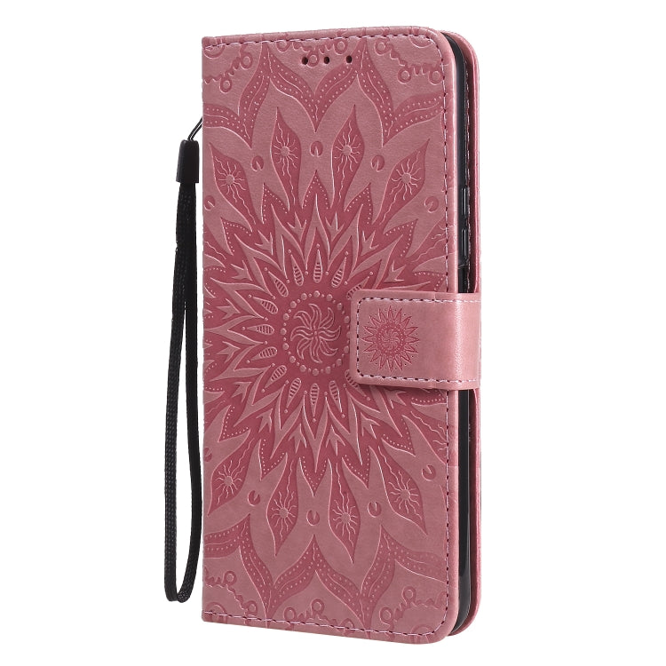 For Huawei Enjoy Z Pressed Printing Sunflower Pattern Horizontal Flip PU Leather Case Holder & Card Slots & Wallet & Lanyard