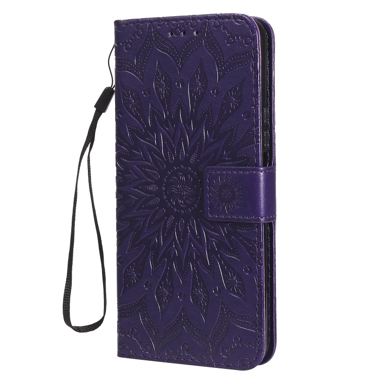 For Huawei Enjoy Z Pressed Printing Sunflower Pattern Horizontal Flip PU Leather Case Holder & Card Slots & Wallet & Lanyard
