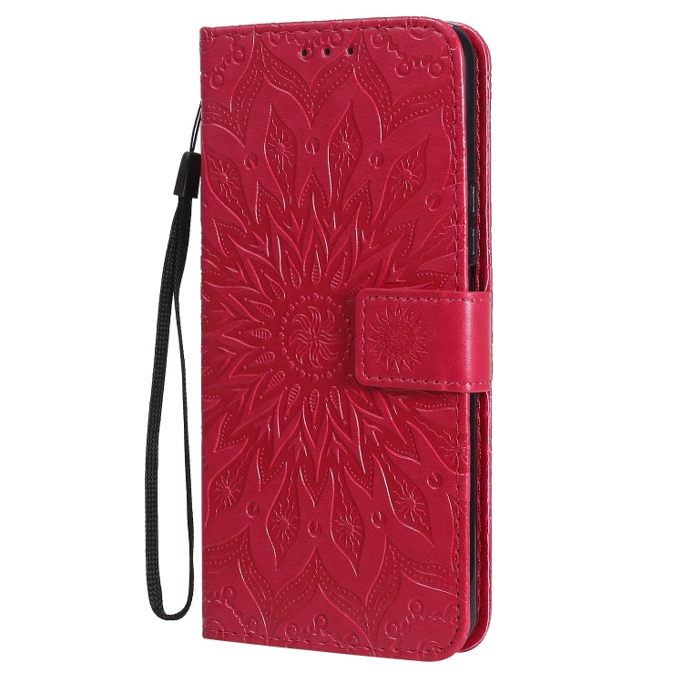 For Huawei Enjoy Z Pressed Printing Sunflower Pattern Horizontal Flip PU Leather Case Holder & Card Slots & Wallet & Lanyard