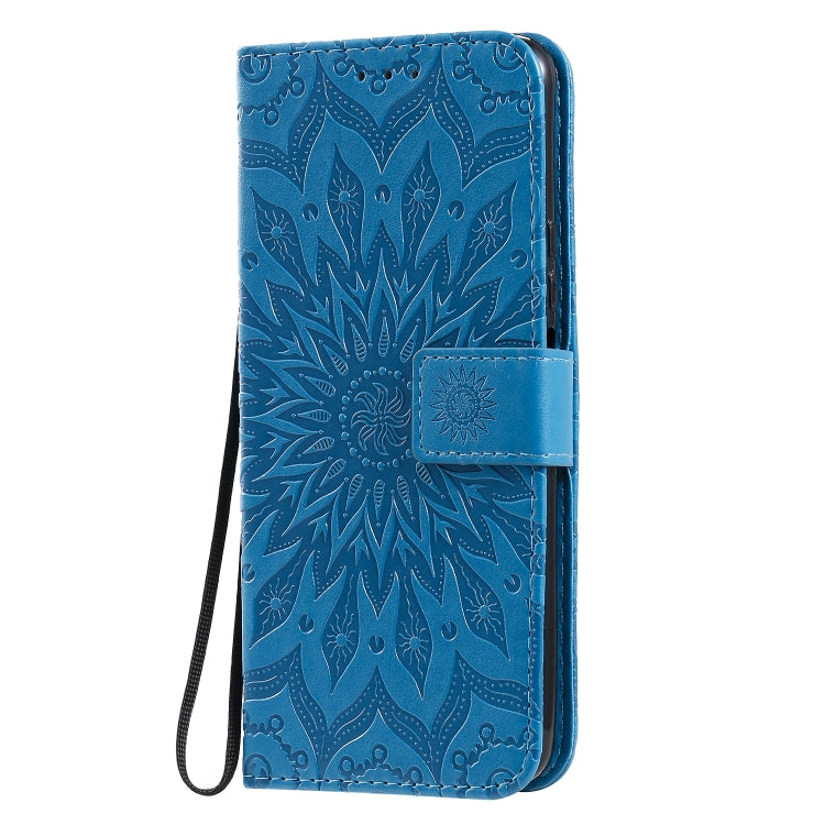 For Huawei Honor X10 Pressed Printing Sunflower Pattern Horizontal Flip PU Leather Case Holder & Card Slots & Wallet & Lanyard