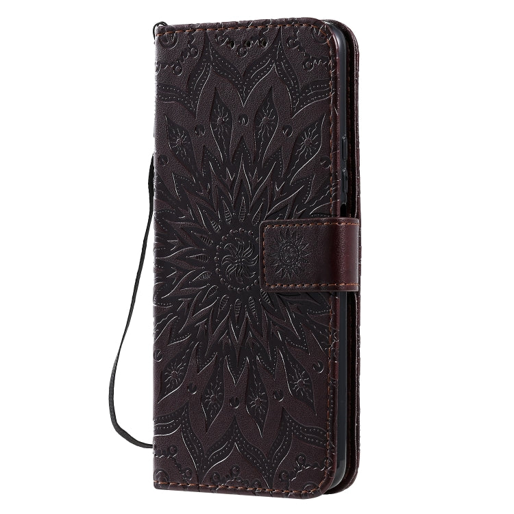 For Huawei Honor X10 Pressed Printing Sunflower Pattern Horizontal Flip PU Leather Case Holder & Card Slots & Wallet & Lanyard