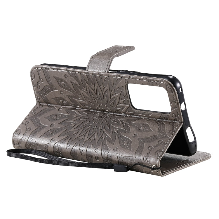 For Huawei Honor X10 Pressed Printing Sunflower Pattern Horizontal Flip PU Leather Case Holder & Card Slots & Wallet & Lanyard