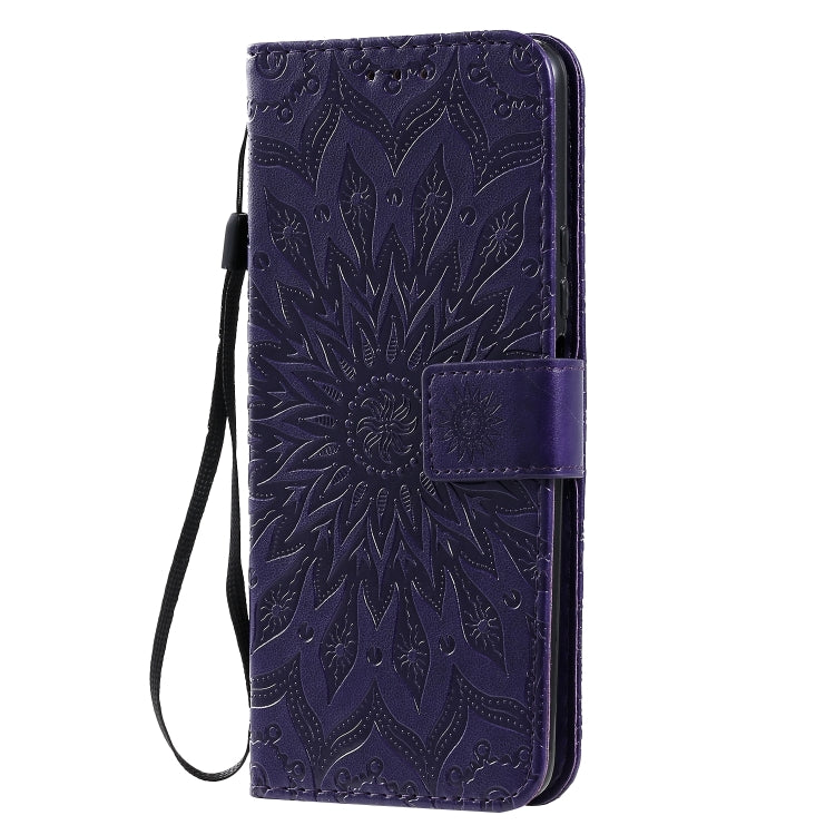 For Huawei Honor X10 Pressed Printing Sunflower Pattern Horizontal Flip PU Leather Case Holder & Card Slots & Wallet & Lanyard