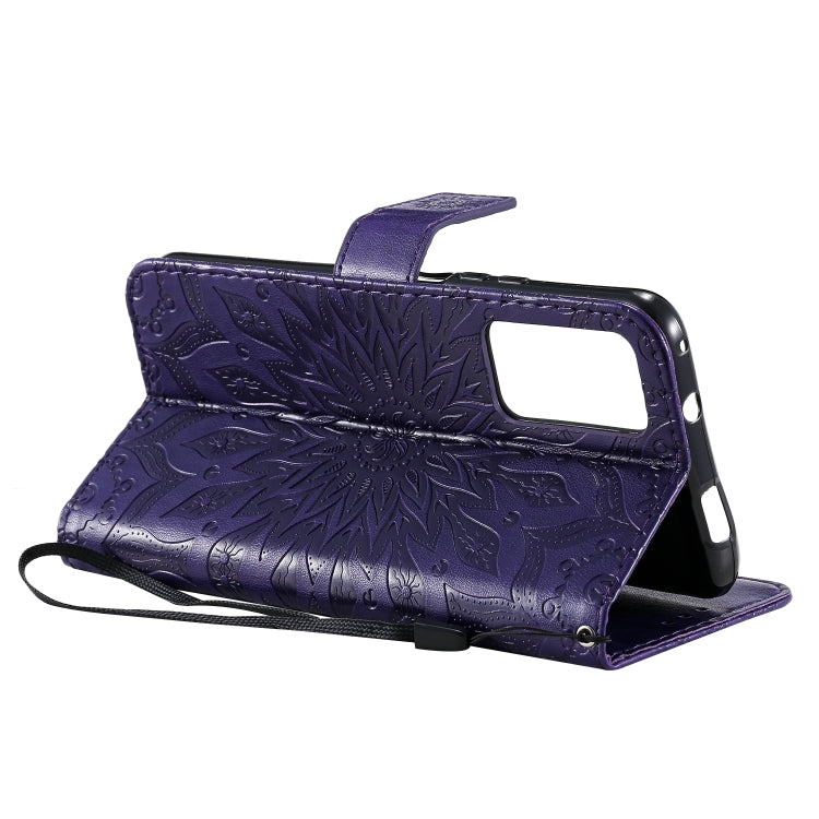 For Huawei Honor X10 Pressed Printing Sunflower Pattern Horizontal Flip PU Leather Case Holder & Card Slots & Wallet & Lanyard