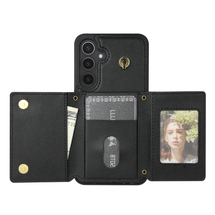 For Samsung Galaxy A15 Three Fold Card Bag Phone Case with Long Lanyard