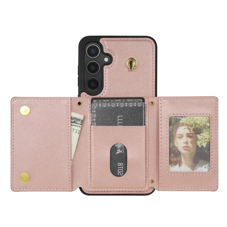 For Samsung Galaxy A15 Three Fold Card Bag Phone Case with Long Lanyard