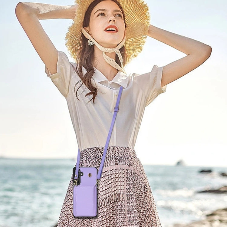 For Samsung Galaxy A15 Three Fold Card Bag Phone Case with Long Lanyard