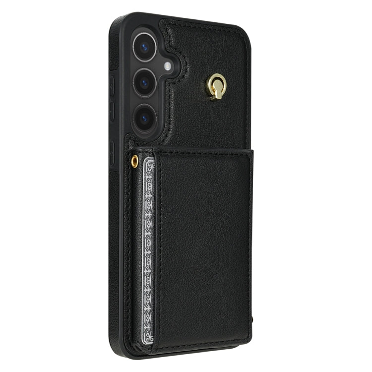 For Samsung Galaxy A55 5G Three Fold Card Bag Phone Case with Long Lanyard