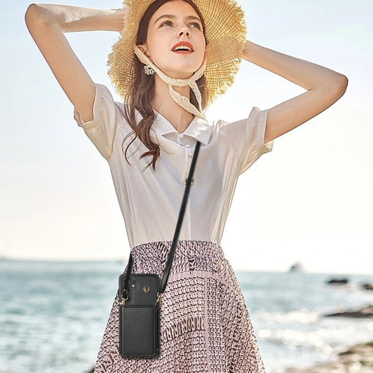 For Samsung Galaxy A55 5G Three Fold Card Bag Phone Case with Long Lanyard