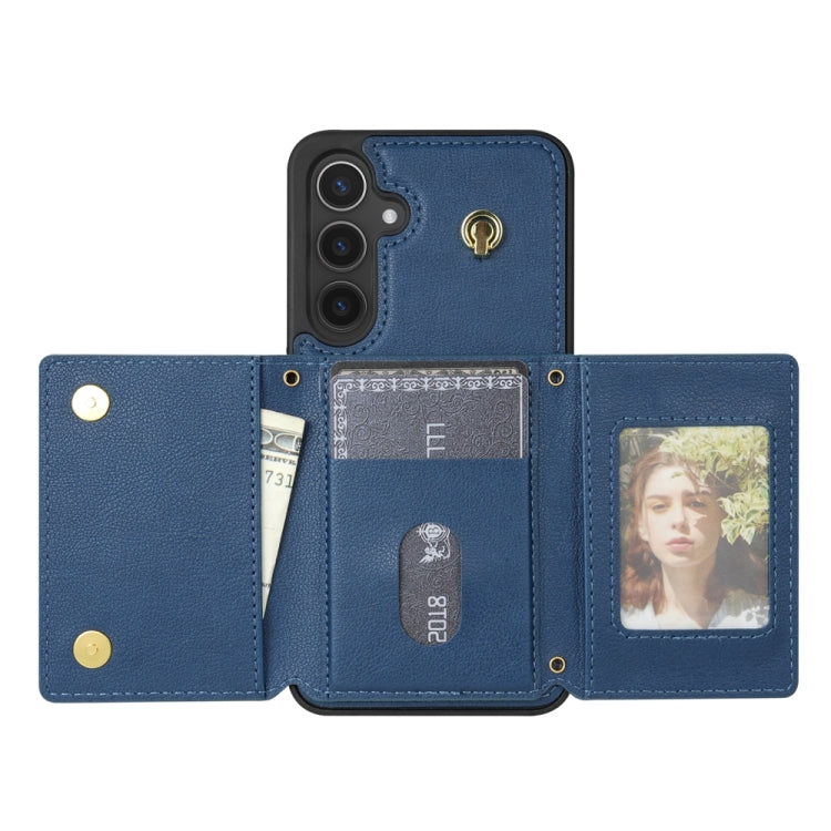 For Samsung Galaxy A54 5G Three Fold Card Bag Phone Case with Long Lanyard