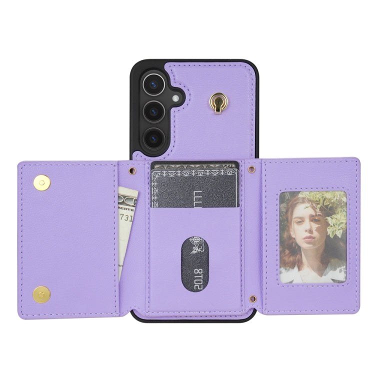 For Samsung Galaxy A54 5G Three Fold Card Bag Phone Case with Long Lanyard