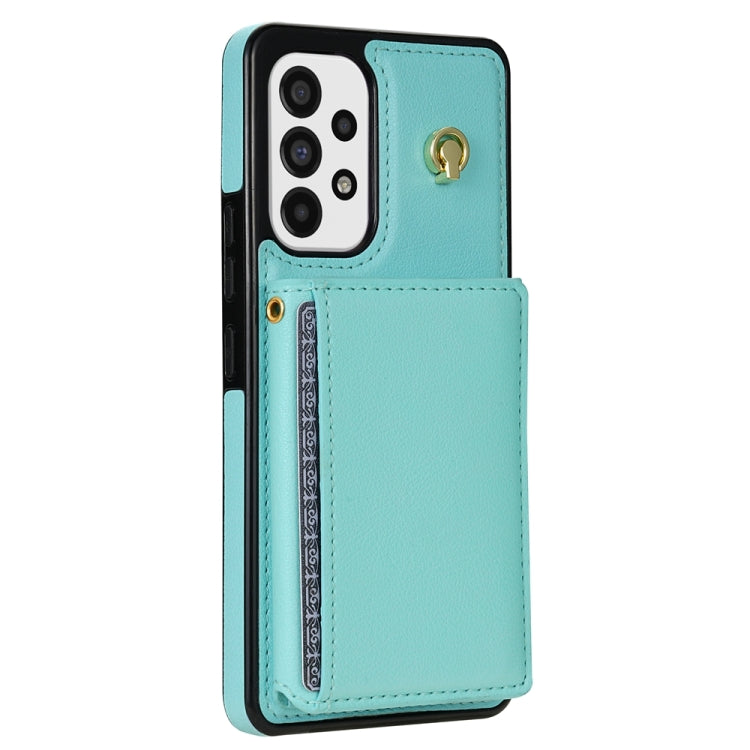 For Samsung Galaxy A53 5G Three Fold Card Bag Phone Case with Long Lanyard