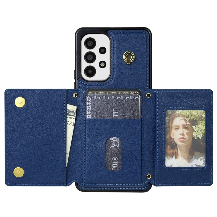 For Samsung Galaxy A53 5G Three Fold Card Bag Phone Case with Long Lanyard