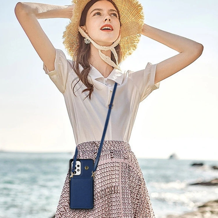 For Samsung Galaxy A53 5G Three Fold Card Bag Phone Case with Long Lanyard