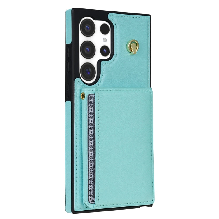 For Samsung Galaxy S24 Ultra 5G Three Fold Card Bag Phone Case with Long Lanyard