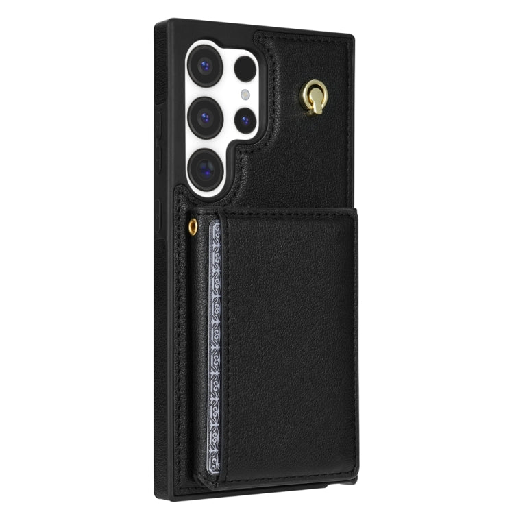For Samsung Galaxy S24 Ultra 5G Three Fold Card Bag Phone Case with Long Lanyard