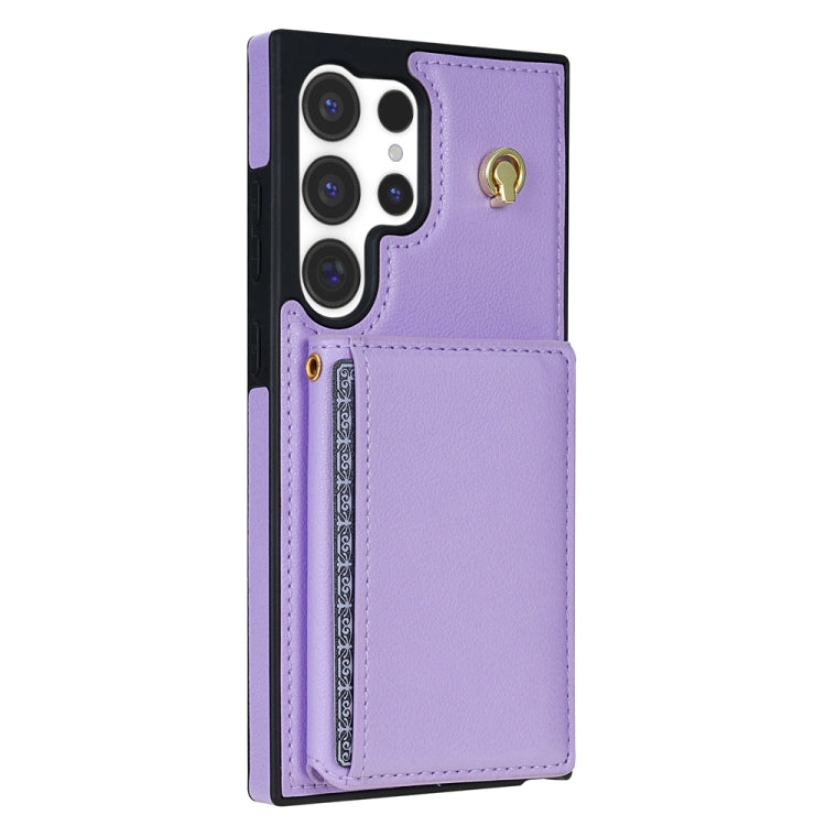 For Samsung Galaxy S23 Ultra 5G Three Fold Card Bag Phone Case with Long Lanyard