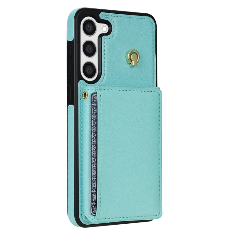 For Samsung Galaxy S23 5G Three Fold Card Bag Phone Case with Long Lanyard