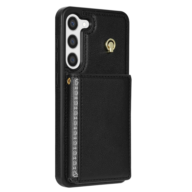 For Samsung Galaxy S23 5G Three Fold Card Bag Phone Case with Long Lanyard