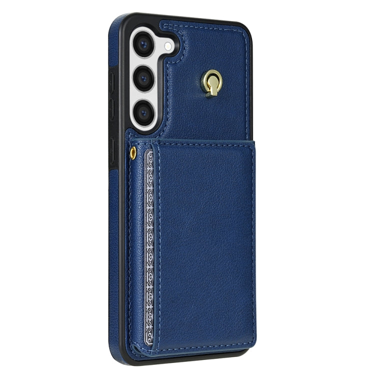 For Samsung Galaxy S23 5G Three Fold Card Bag Phone Case with Long Lanyard