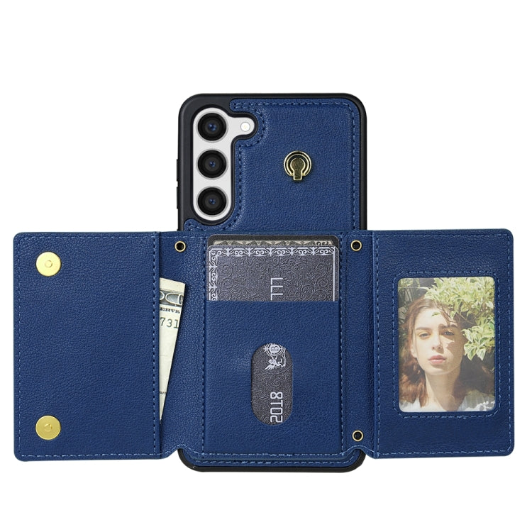 For Samsung Galaxy S23 5G Three Fold Card Bag Phone Case with Long Lanyard