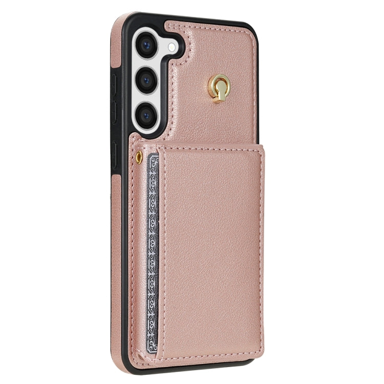 For Samsung Galaxy S23 5G Three Fold Card Bag Phone Case with Long Lanyard