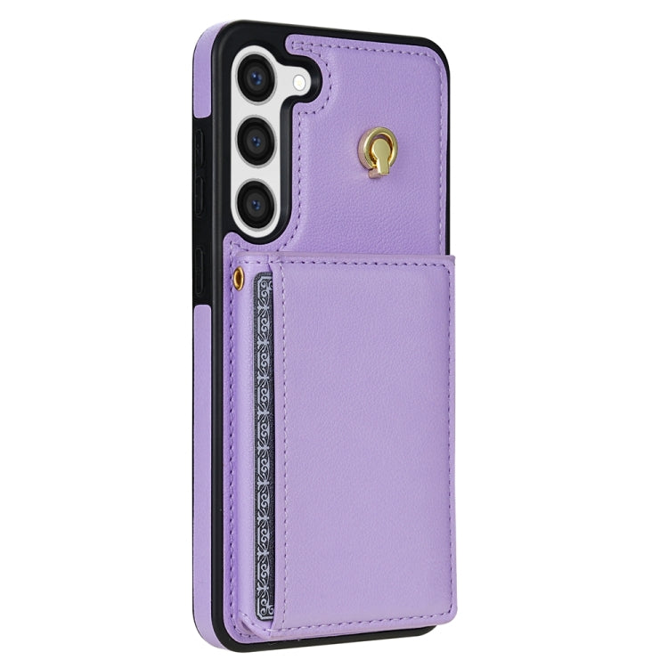 For Samsung Galaxy S23 5G Three Fold Card Bag Phone Case with Long Lanyard