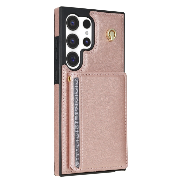 For Samsung Galaxy S22 Ultra 5G Three Fold Card Bag Phone Case with Long Lanyard