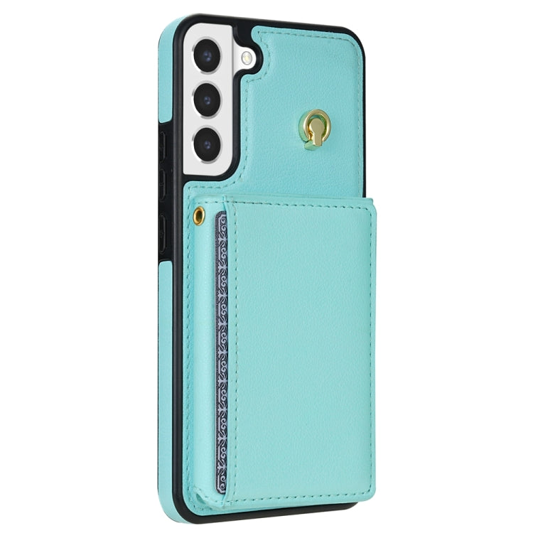For Samsung Galaxy S22 5G Three Fold Card Bag Phone Case with Long Lanyard