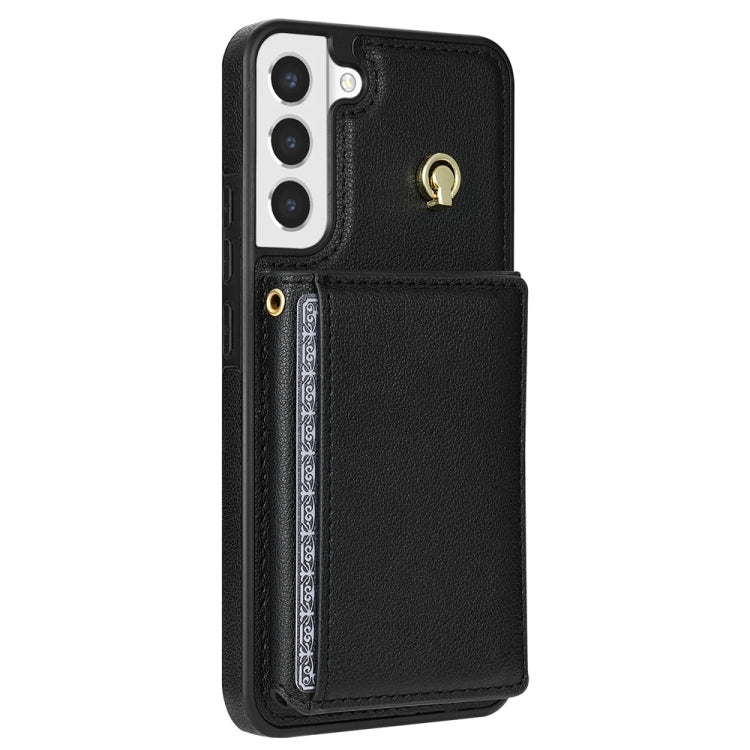 For Samsung Galaxy S21 5G Three Fold Card Bag Phone Case with Long Lanyard